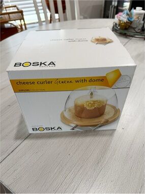 BOSKA Cheese Curler GENEVA with Dome Beech Wood Stainless Steel Brown